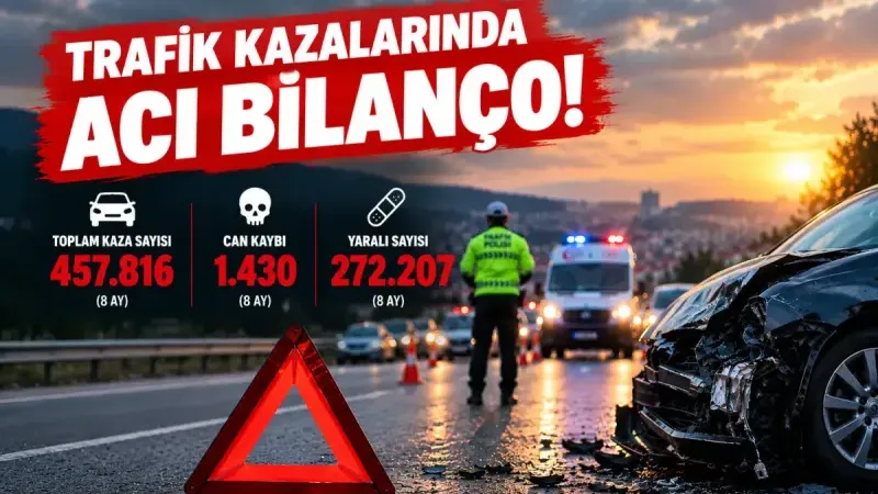 Trafik kazalarında 8 aylık bilanço: 1430 kişi hayatını kaybetti